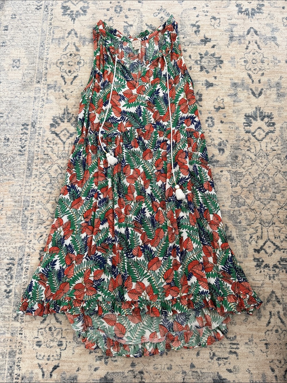 Loft Beach Collection Tropical Leaf Print Sleeveless Summer Dress